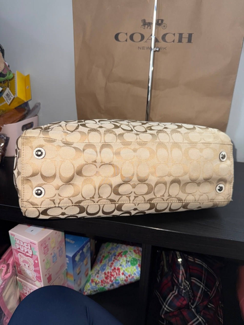 Coach Penelope Signature Shoulder Bag with white snakeskin trim - Picture 12 of 14